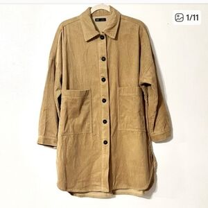 Zara Tan Oversized Corduroy long Utility Jacket